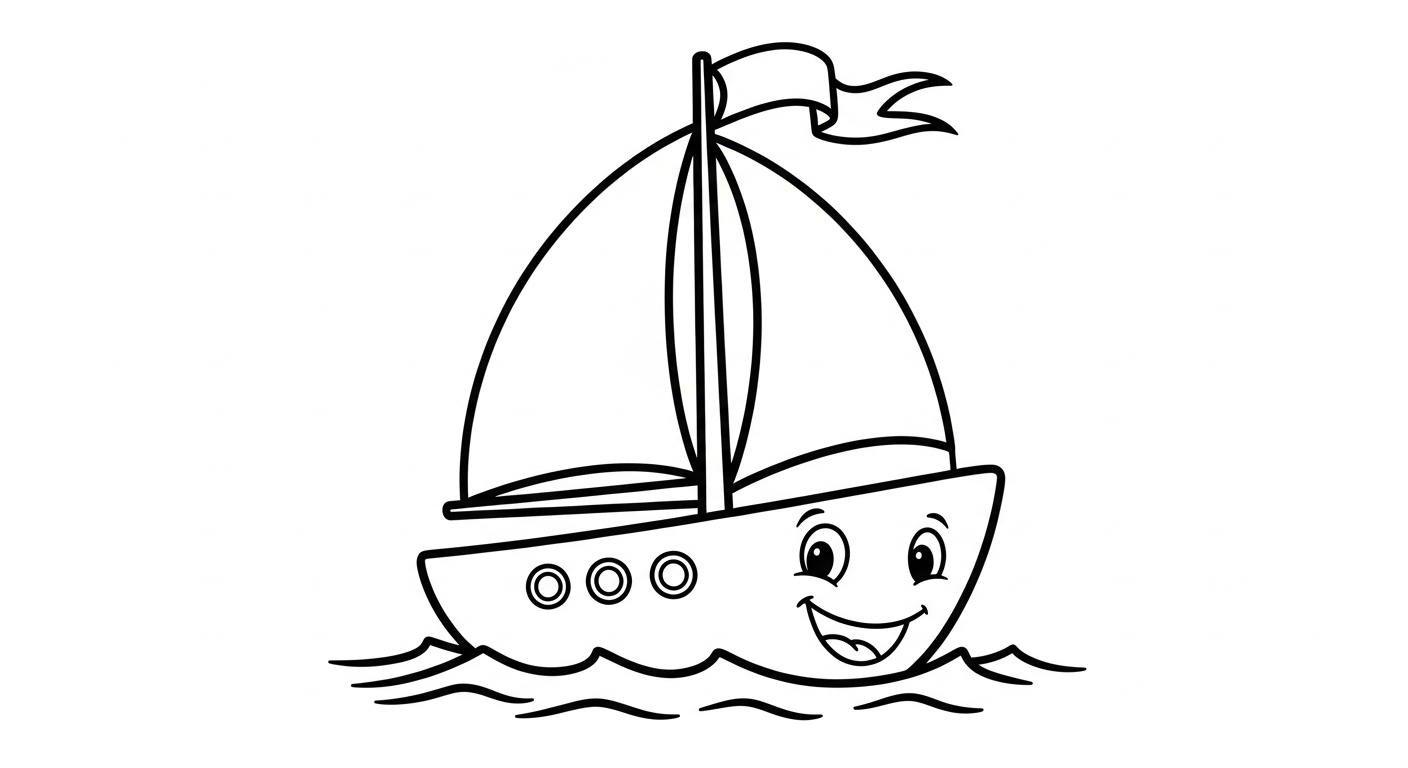 tải tranh tô màu thuyền buồm cho bé 3 tuổi