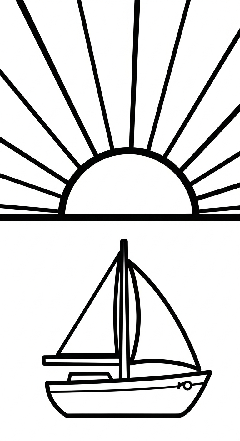 hình tô màu thuyền buồm cho bé 5 tuổi miễn phí 1