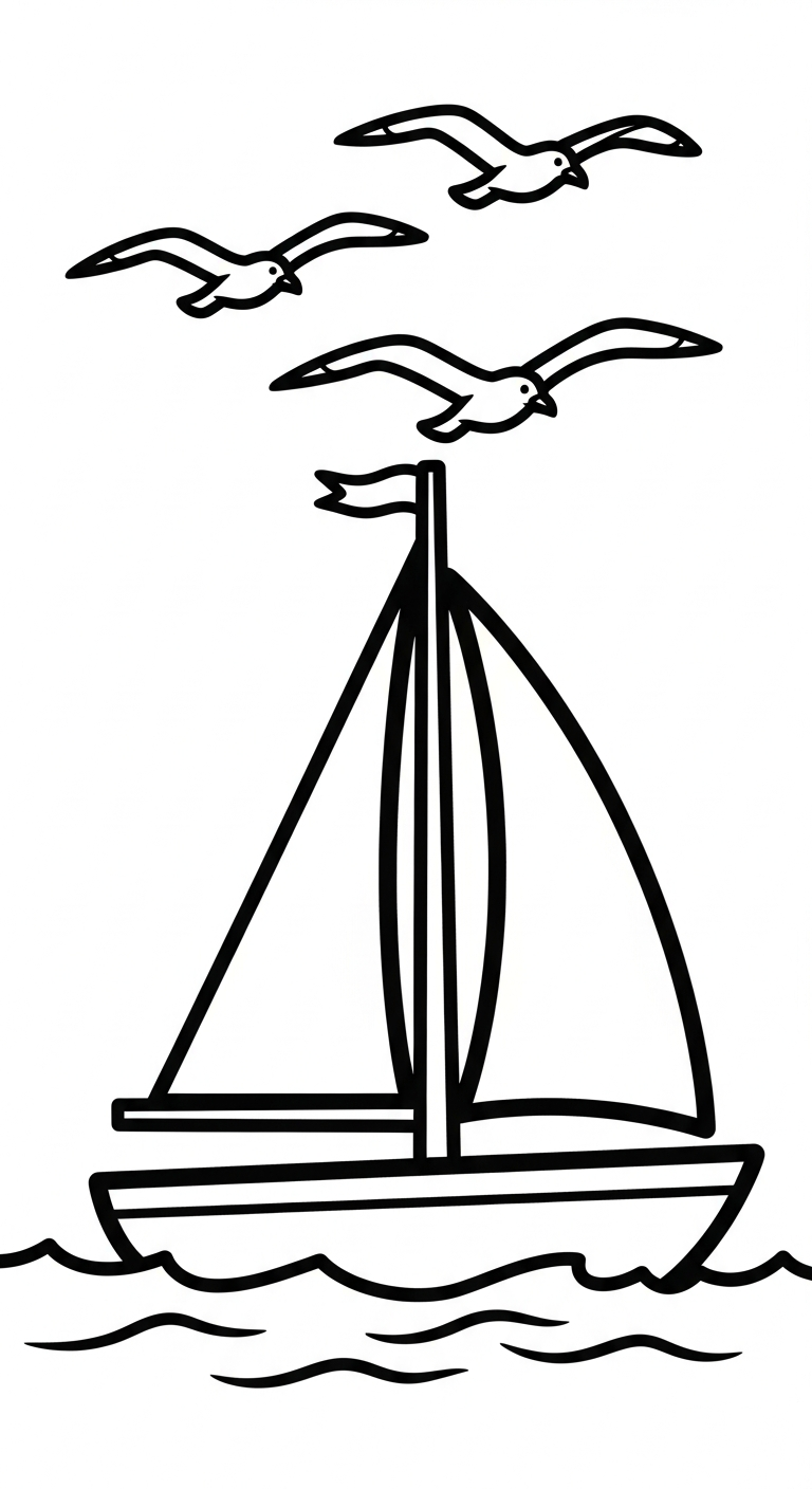 in hình tô màu thuyền buồm khổ A4