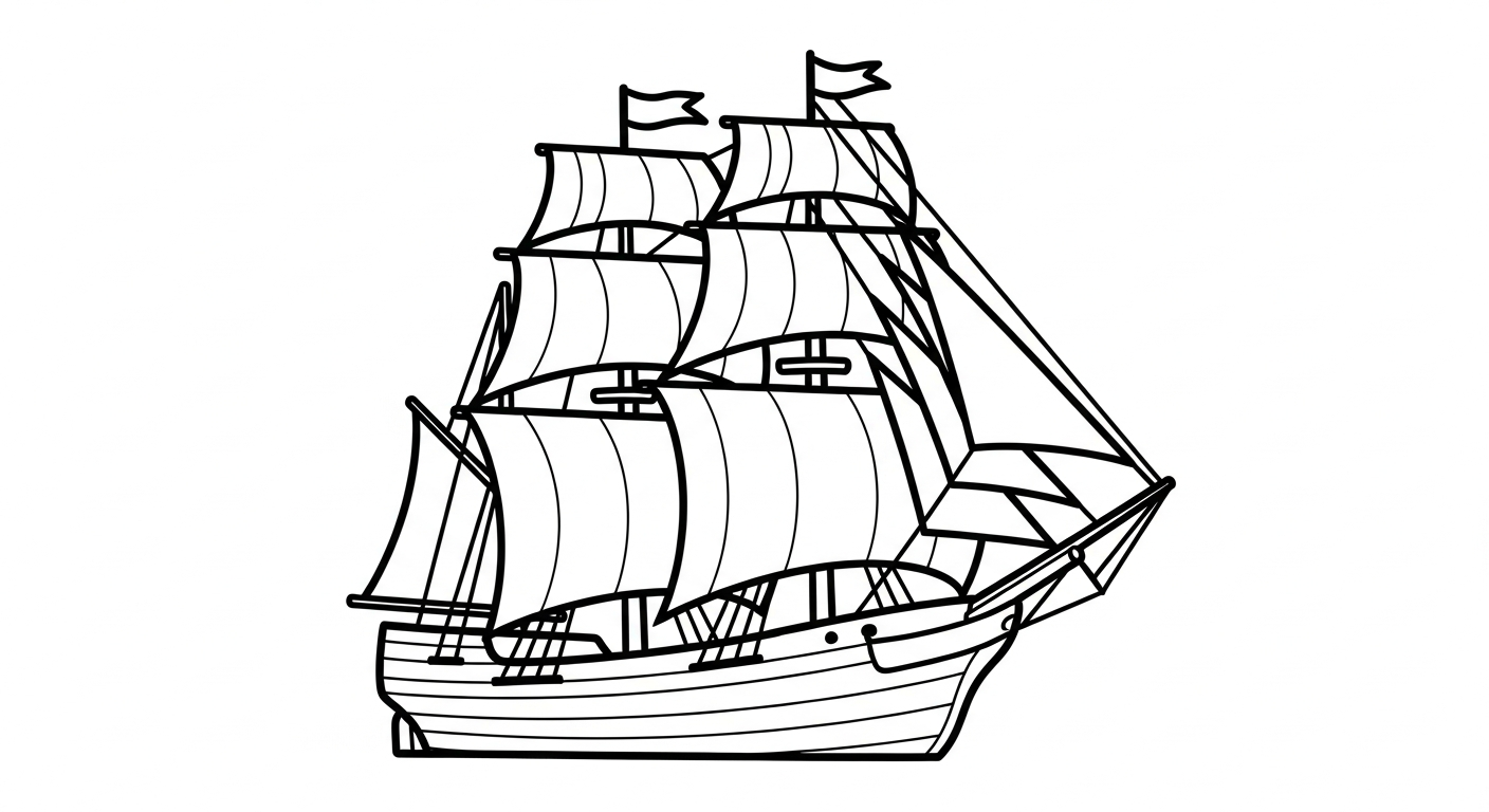 in hình tô màu thuyền buồm cho bé 4 tuổi