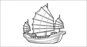 in tranh tô màu thuyền buồm khổ A4