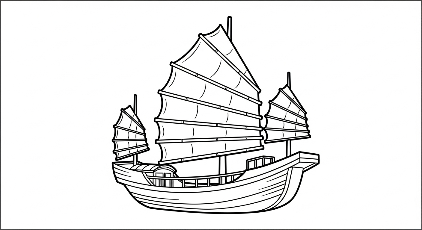 in tranh tô màu thuyền buồm khổ A4