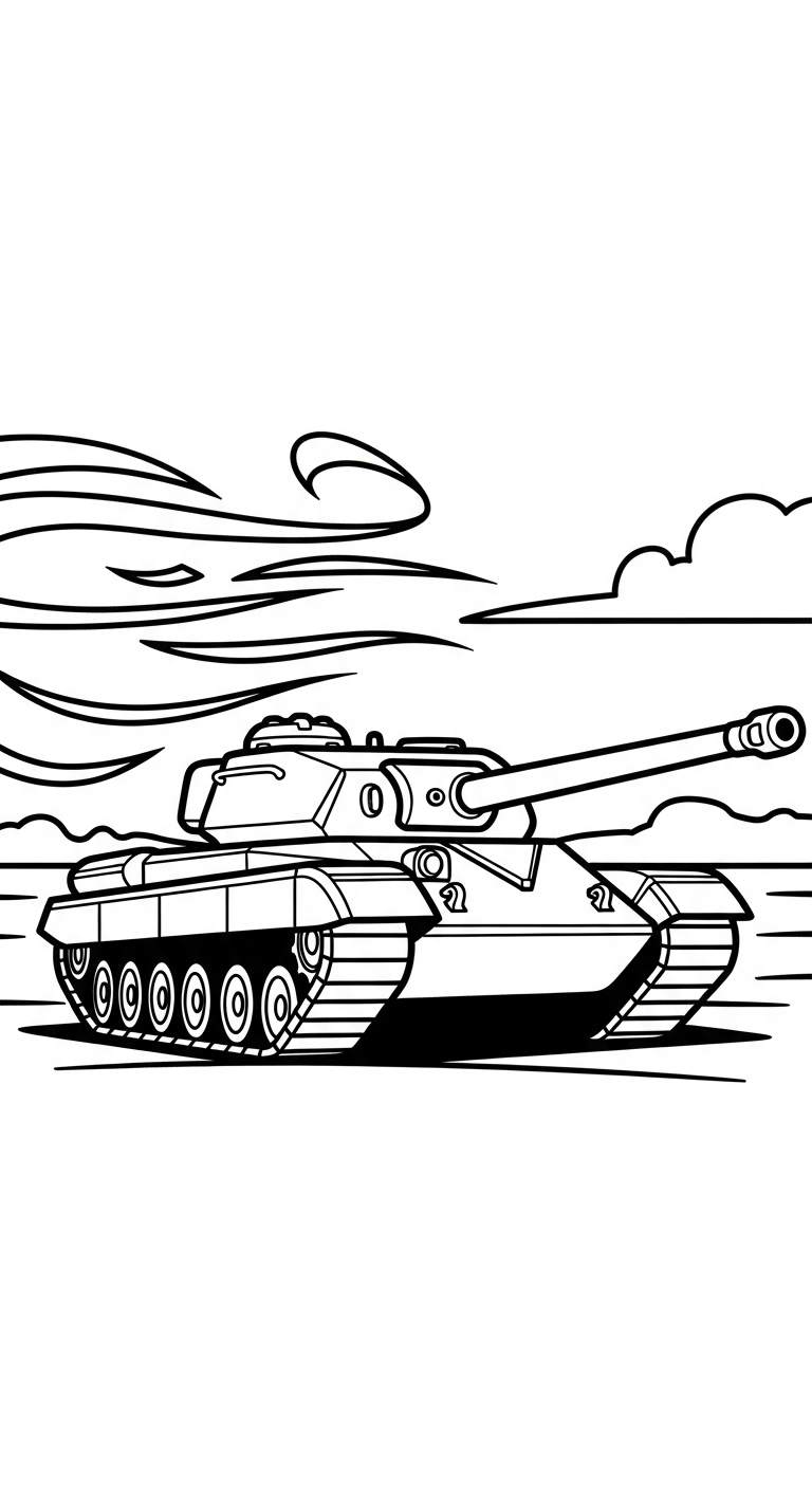in tranh tô màu xe tăng cho bé