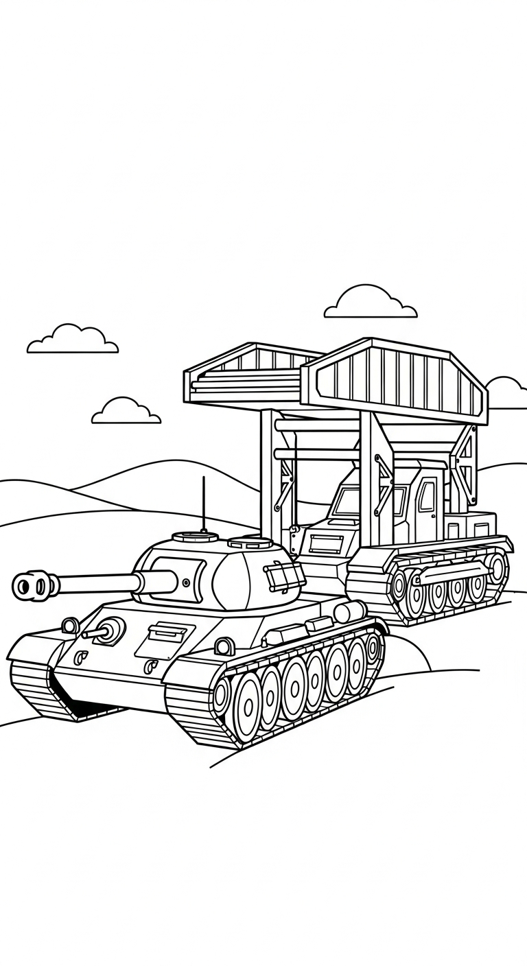 hình tô màu xe tăng cho bé 4 tuổi
