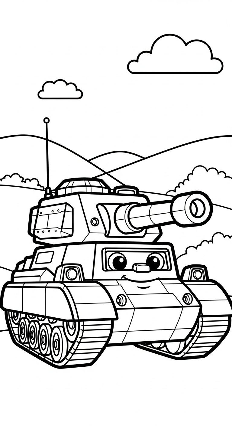 in tranh tô màu xe tăng cho bé 5 tuổi