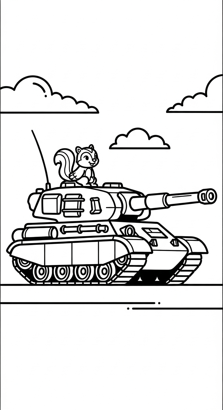 hình tô màu xe tăng cho bé đơn giản