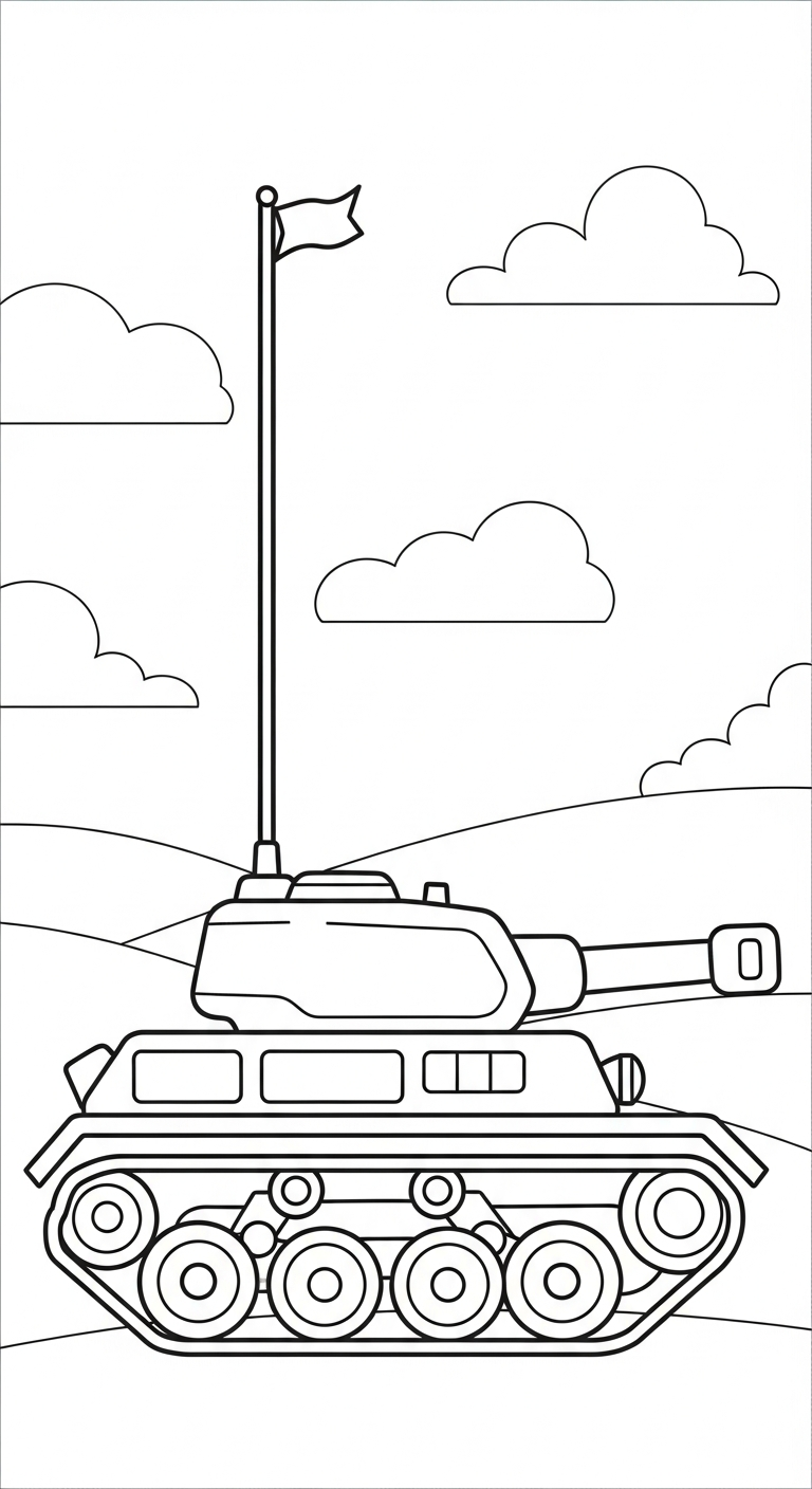 tranh tô màu xe tăng cho bé 6 tuổi