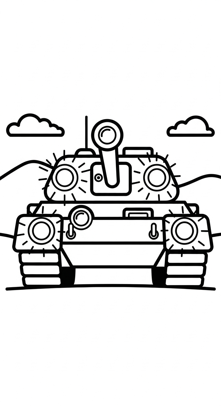 in hình xe tăng cho bé tập tô