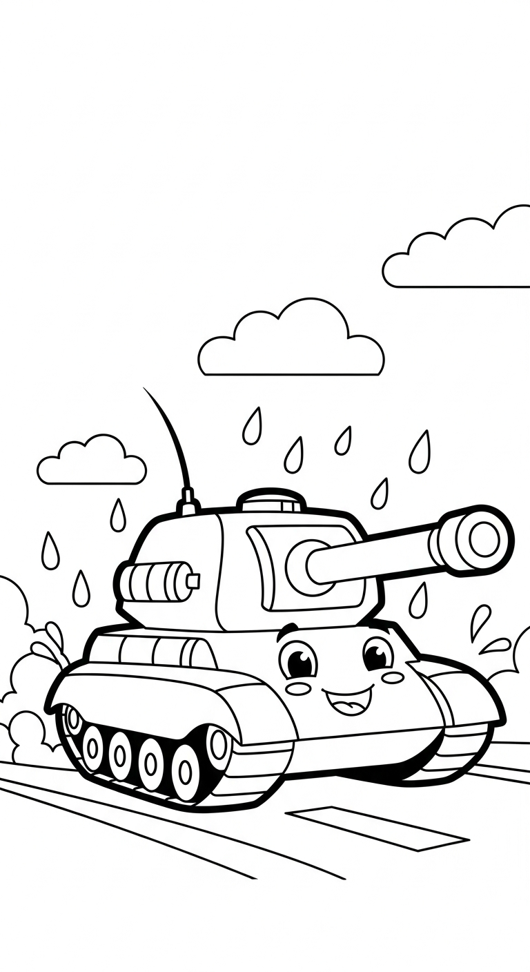 in tranh tô màu xe tăng