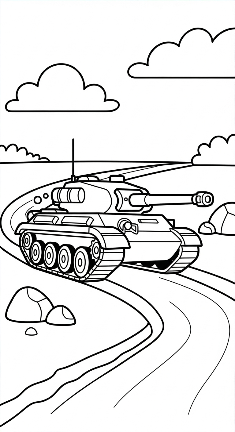 in hình tô màu xe tăng khổ A4
