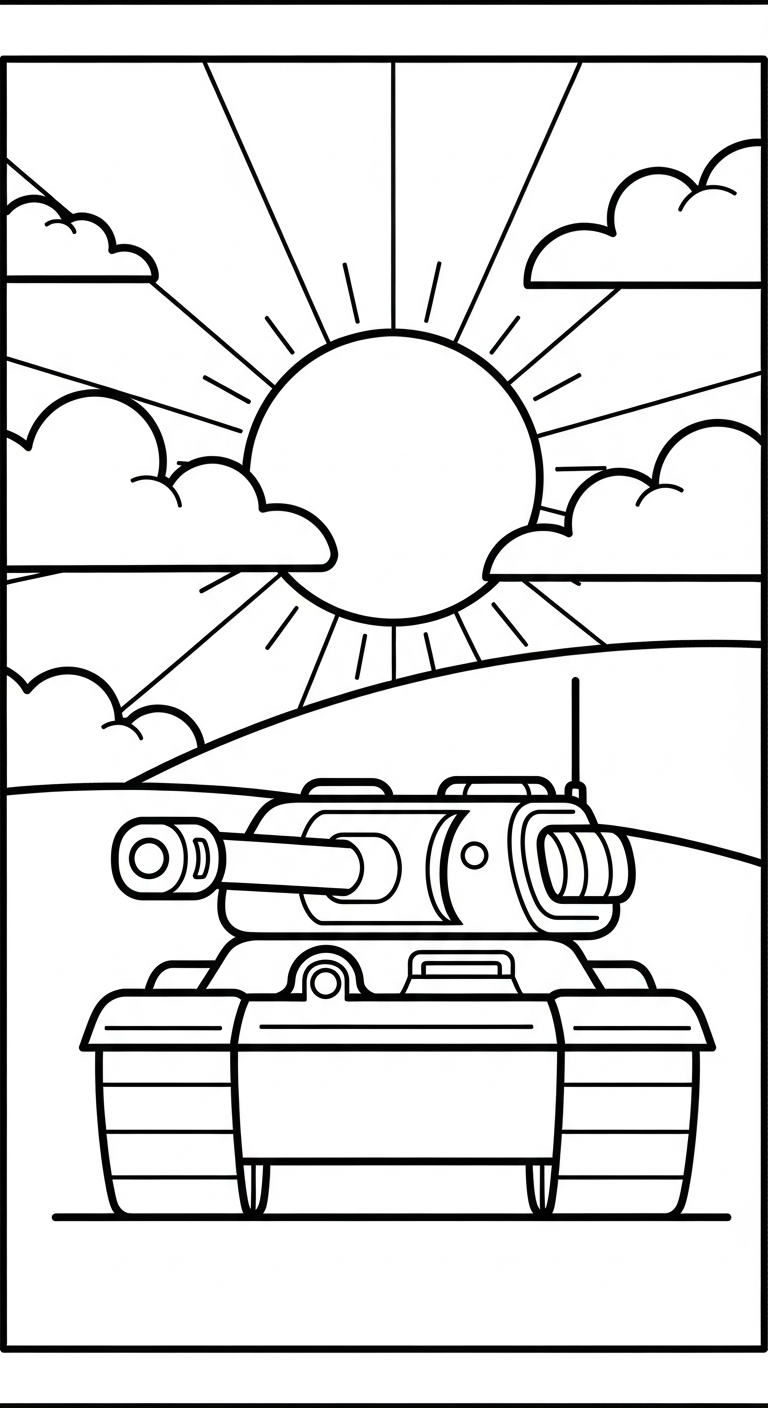 mẫu hình tô màu xe tăng cho bé