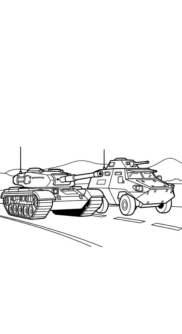 in hình tô màu xe tăng cho bé 4 tuổi