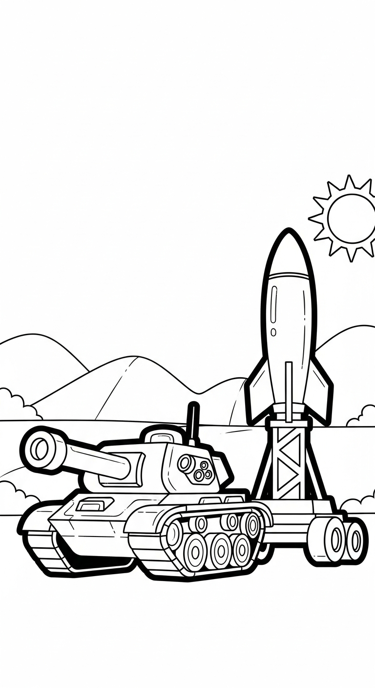 in tranh tô màu xe tăng cho bé 7 tuổi