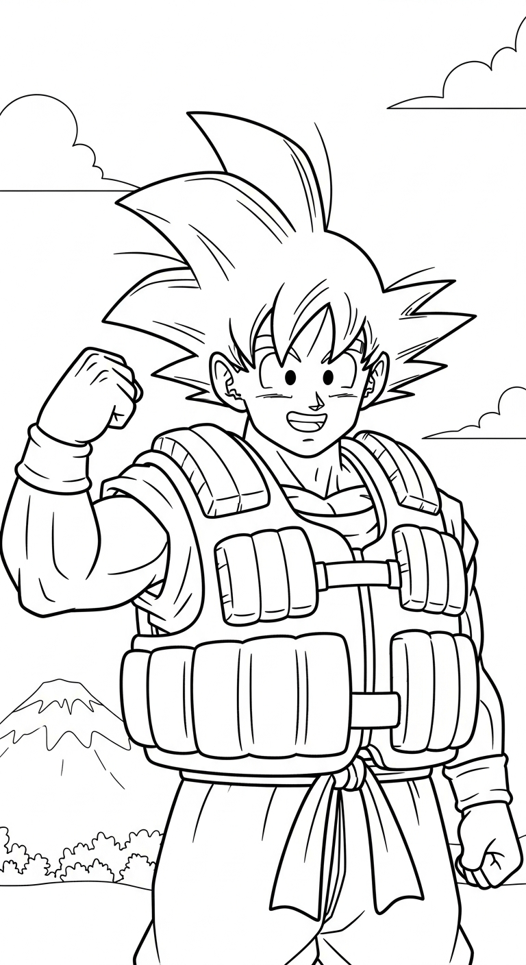 hình tô màu Songoku cho bé 6 tuổi miễn phí