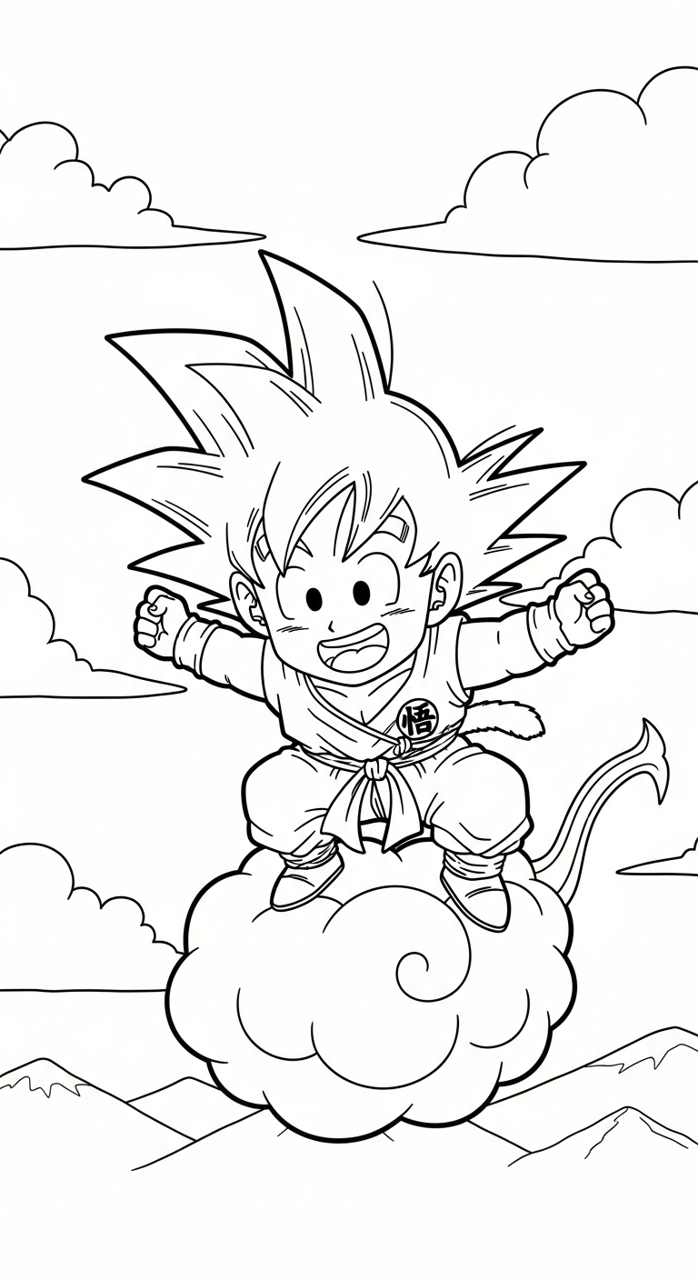 hình tô màu Songoku cho bé 6 tuổi