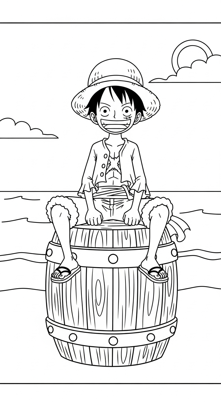 tranh tô màu Luffy cho bé 5 tuổi miễn phí
