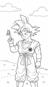 in tranh tô màu Songoku cho bé 5 tuổi
