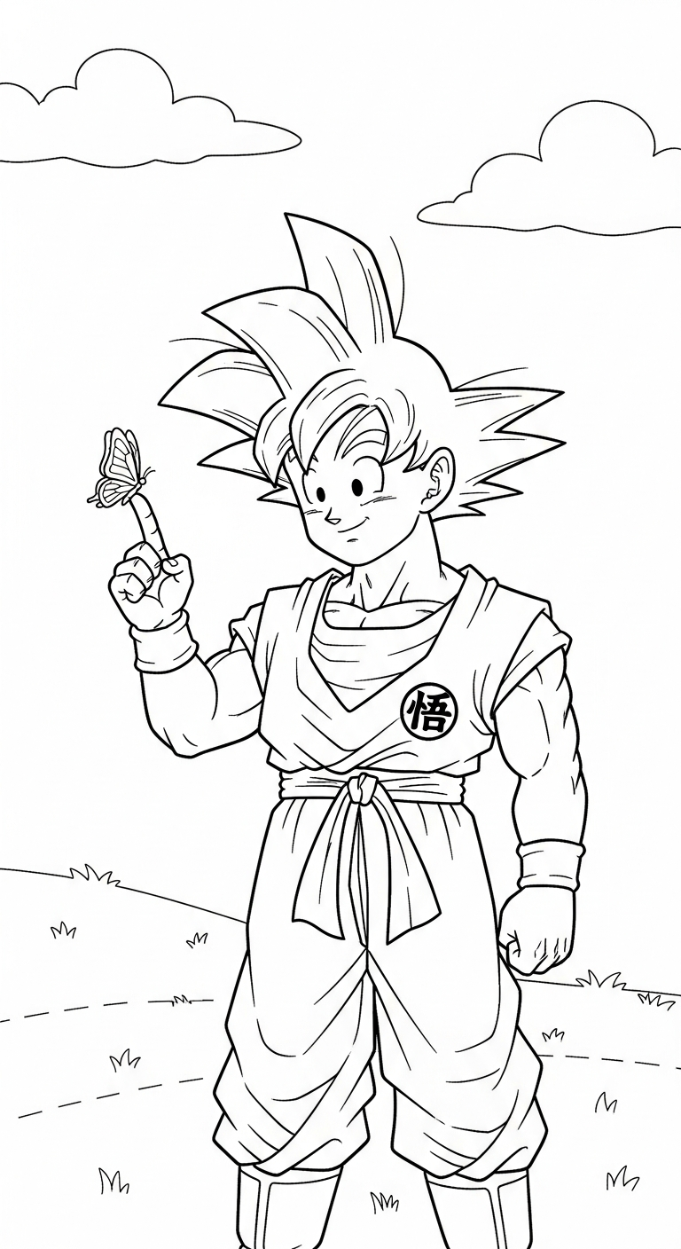 in tranh tô màu Songoku cho bé 5 tuổi