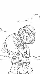hình tô màu Luffy cho bé đơn giản