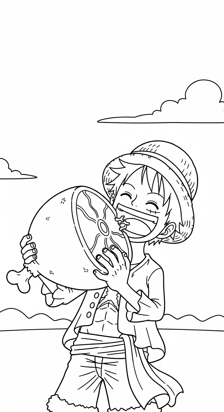 hình tô màu Luffy cho bé đơn giản