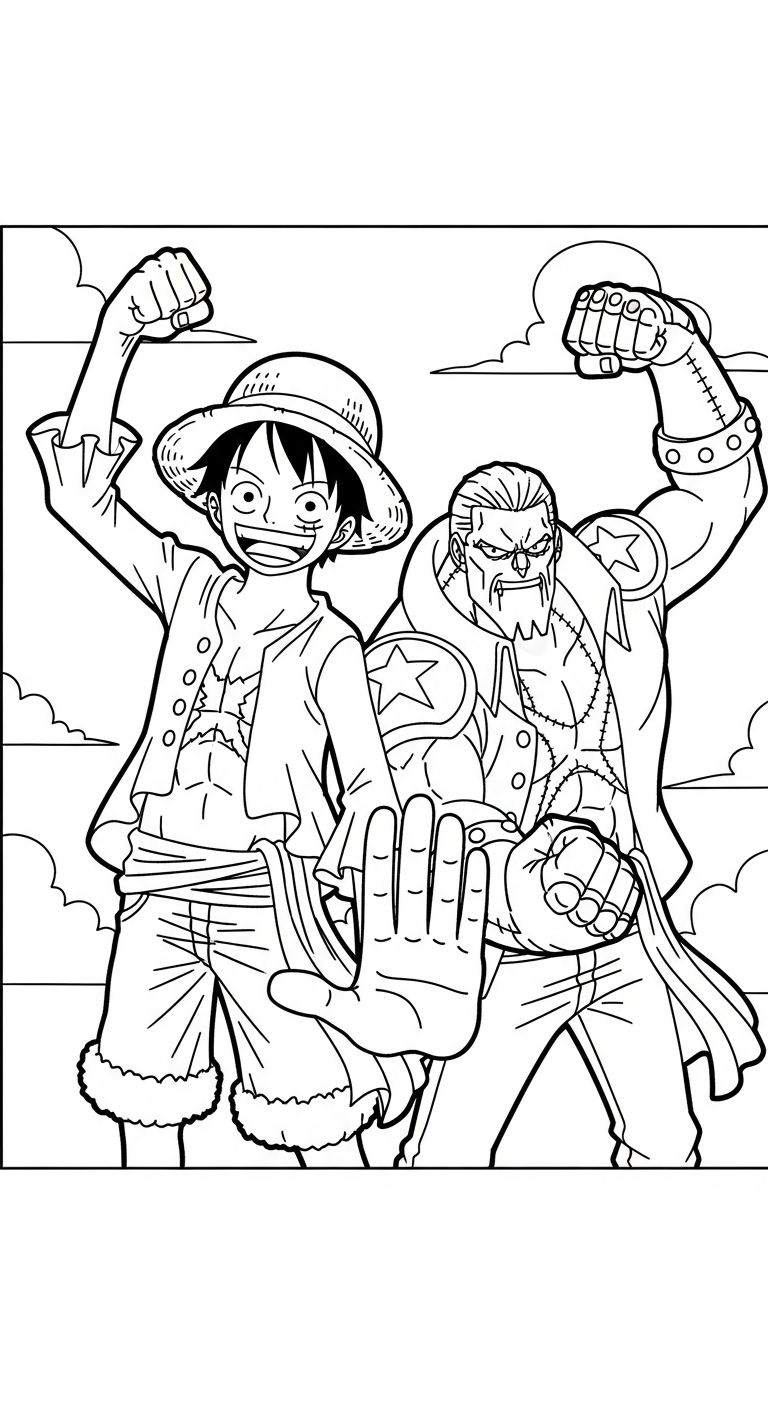 in tranh tô màu Luffy cho bé 8 tuổi