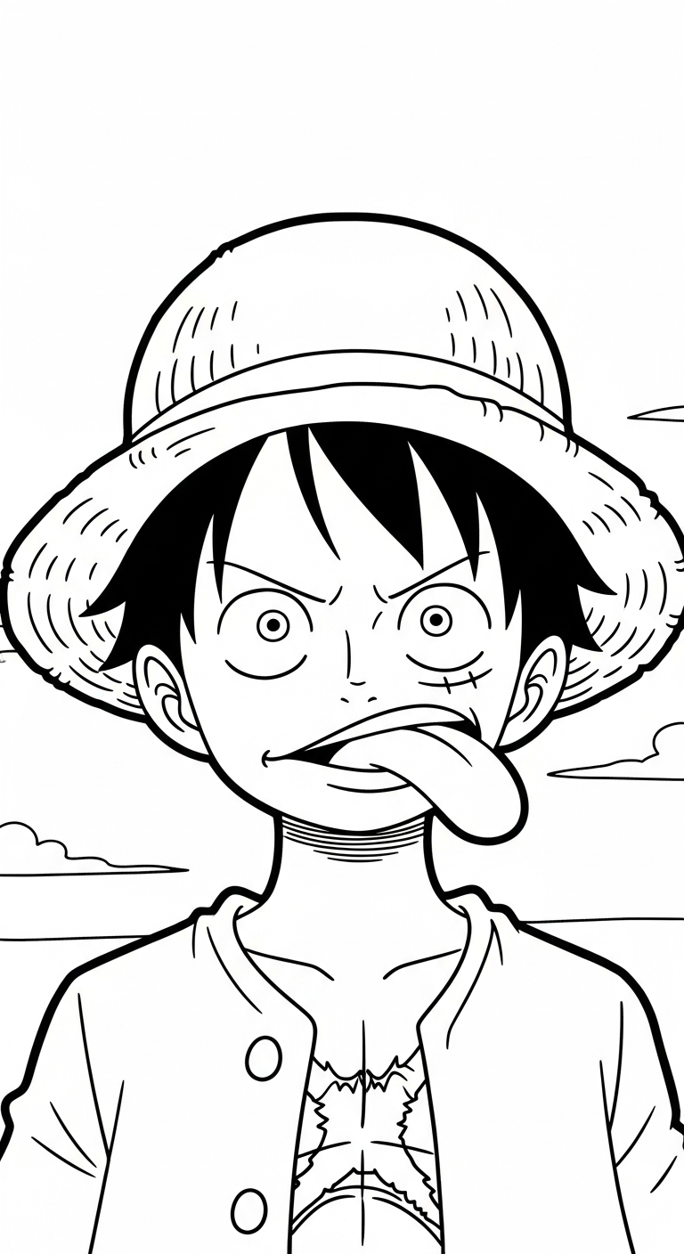 tải hình tô màu Luffy miễn phí 1
