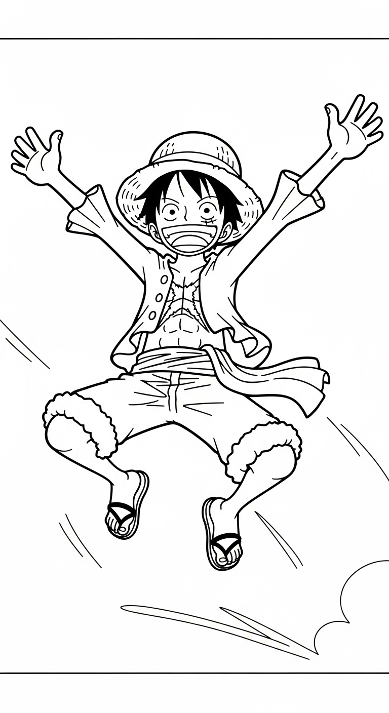 in hình tô màu Luffy cho bé 5 tuổi