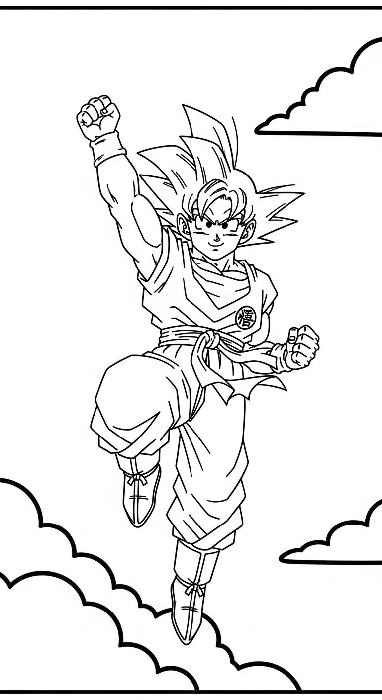 tranh tô màu Songoku cho bé 4 tuổi