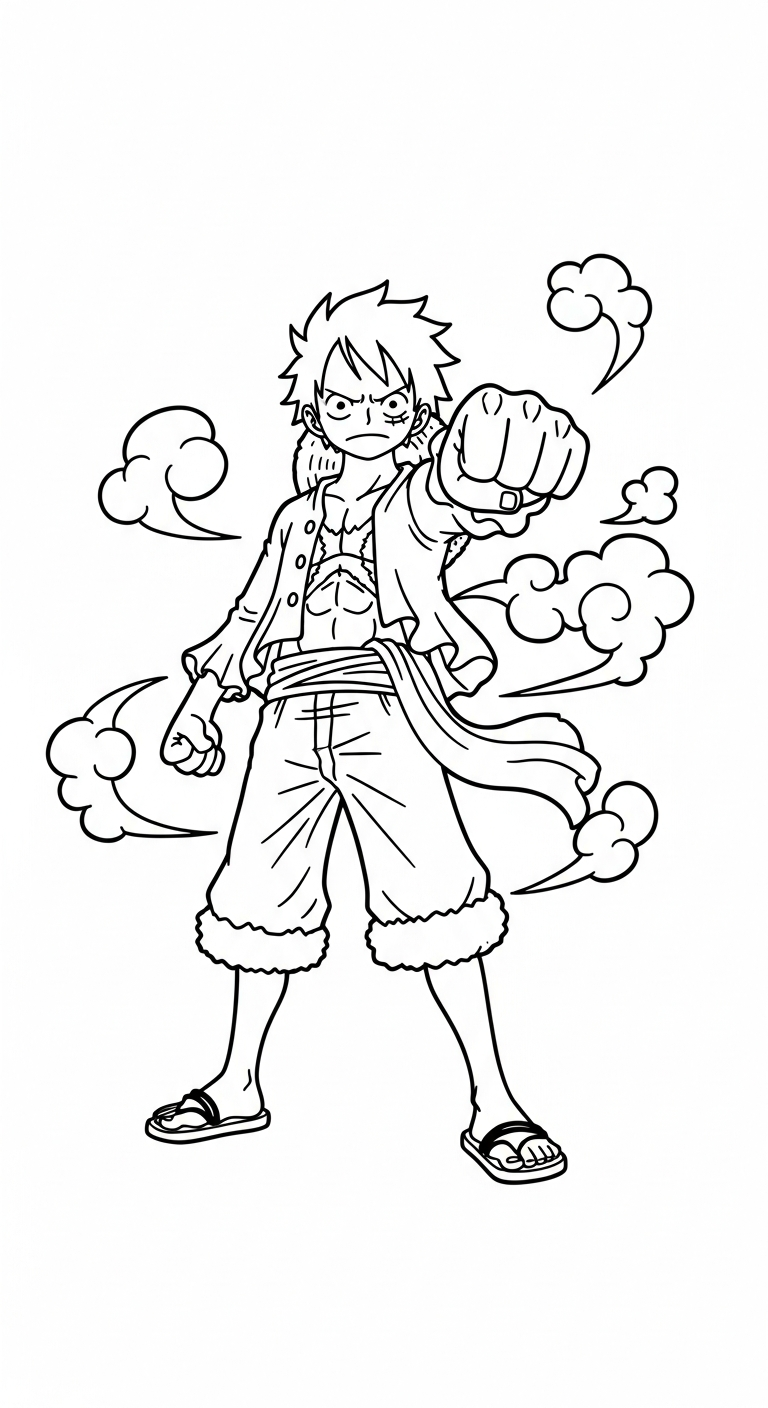 hình tô màu Luffy cho bé 7 tuổi miễn phí