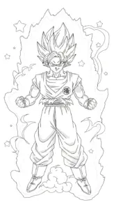 in hình tô màu Songoku khổ A4