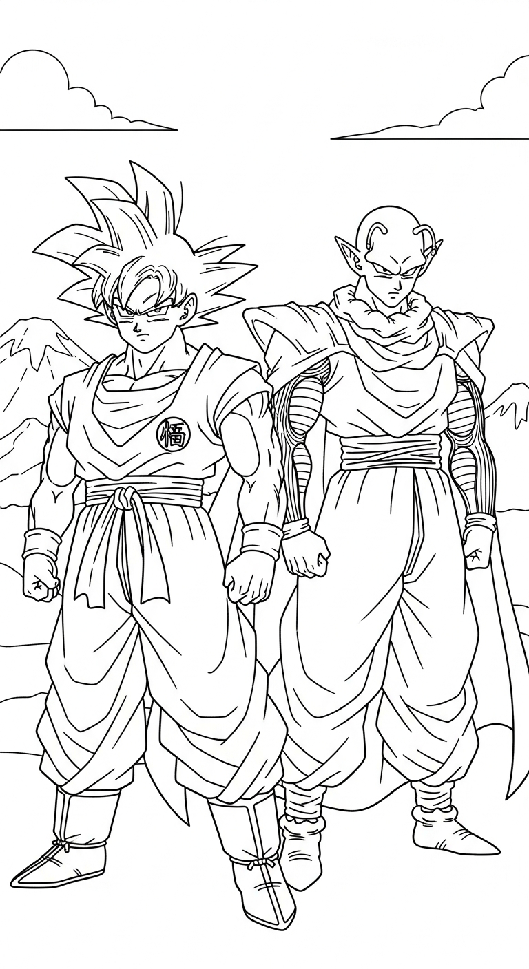 mẫu tranh tô màu Songoku cho bé