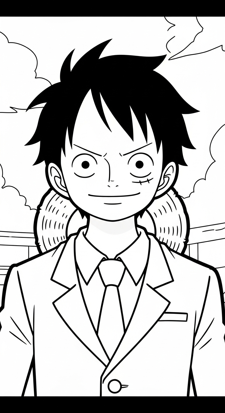 in tranh tô màu Luffy cho bé 5 tuổi