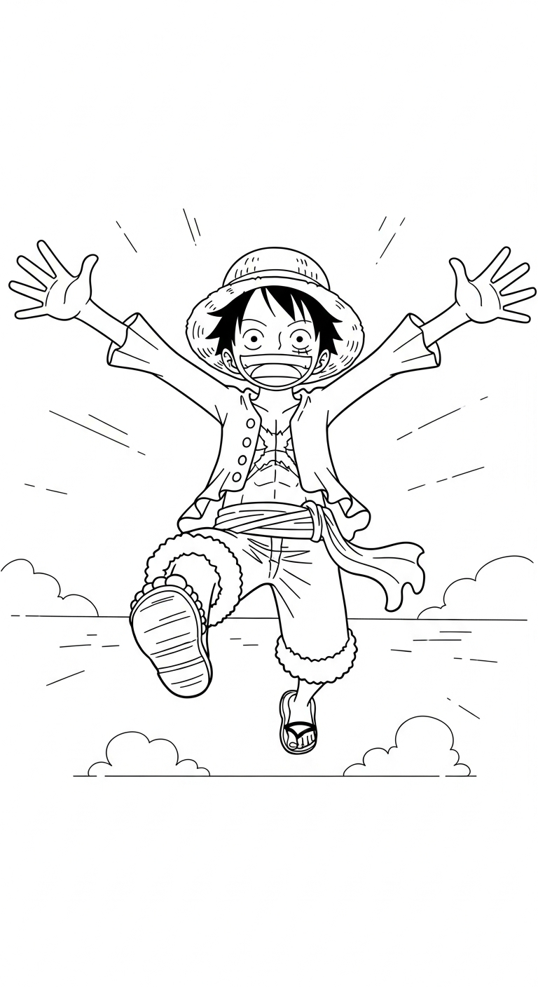 tranh tô màu Luffy cho trẻ em