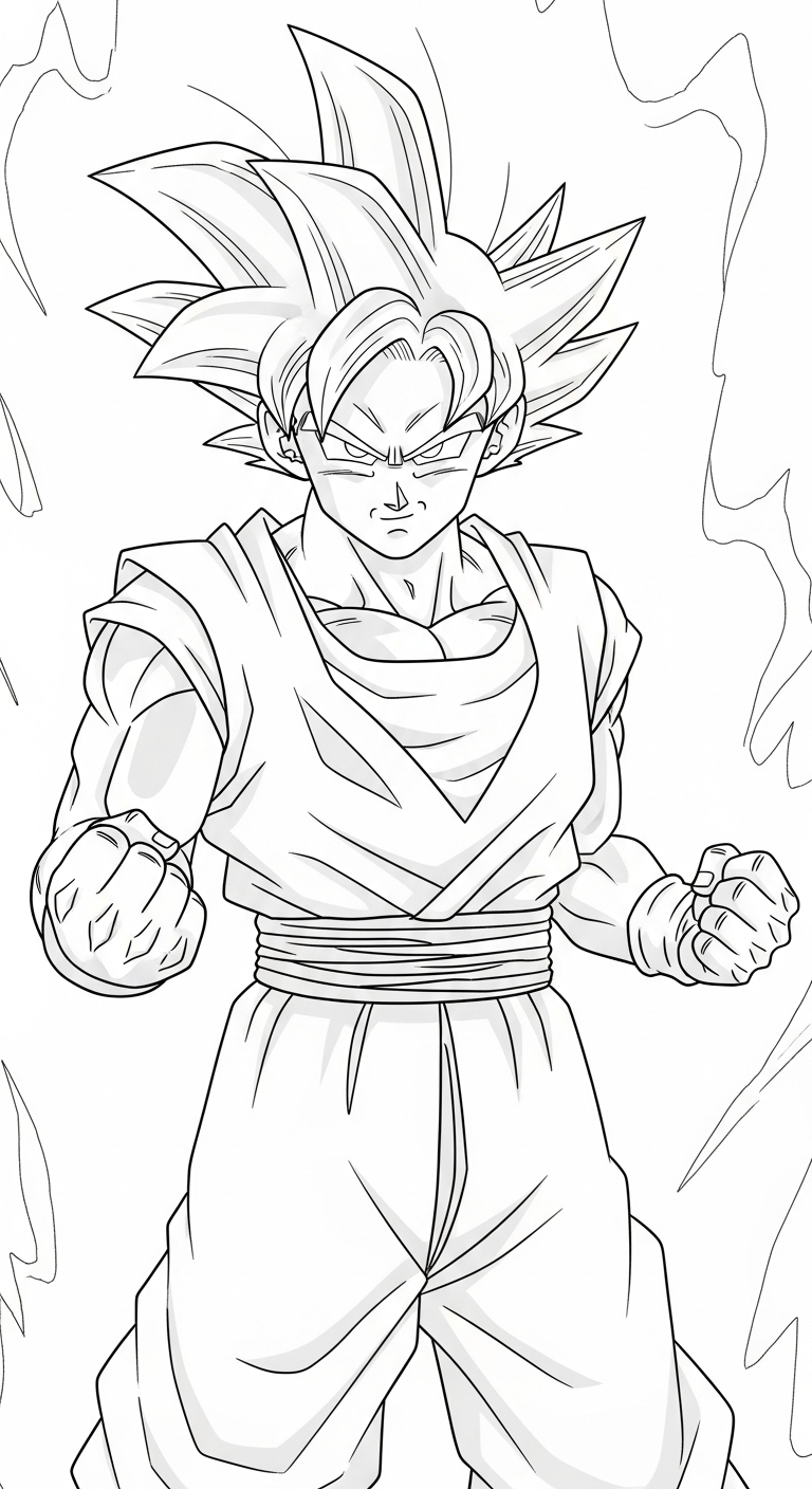 in tranh tô màu Songoku cho bé 3 tuổi 2