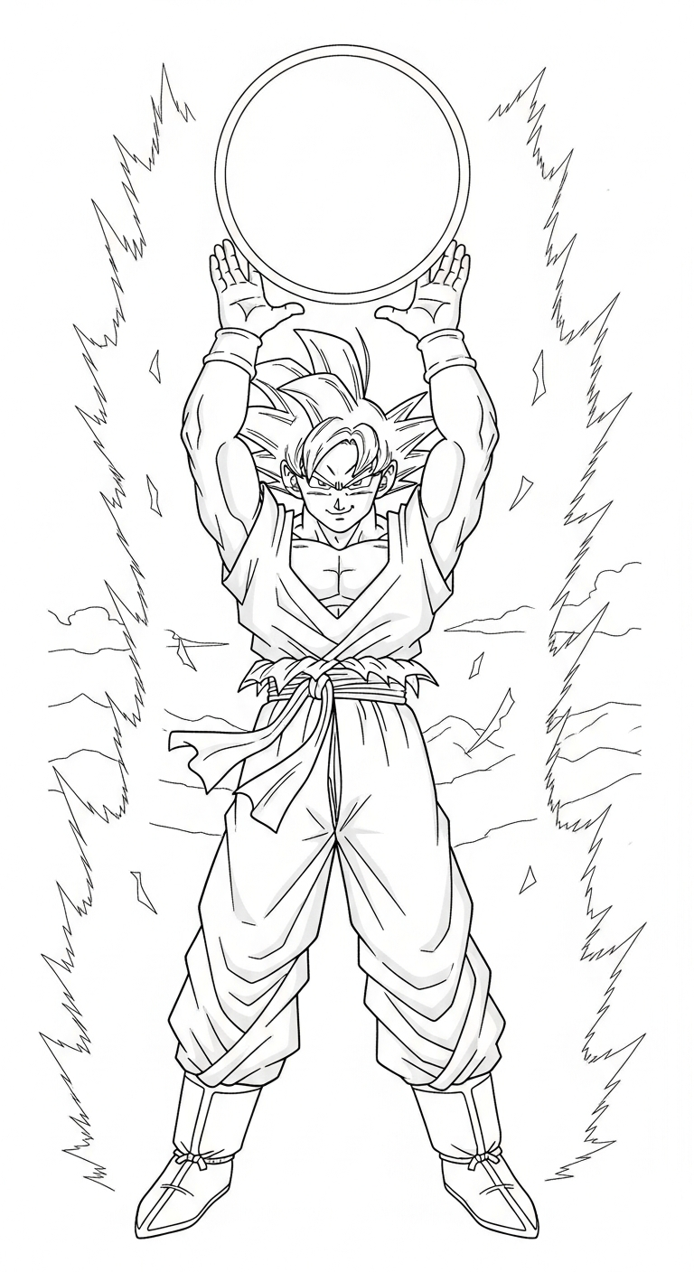 tranh tô màu Songoku cho bé 6 tuổi