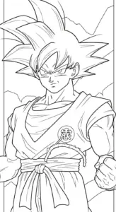 hình tô màu Songoku cho bé tải miễn phí