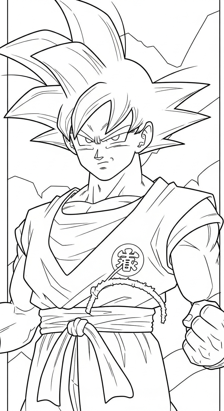 hình tô màu Songoku cho bé tải miễn phí