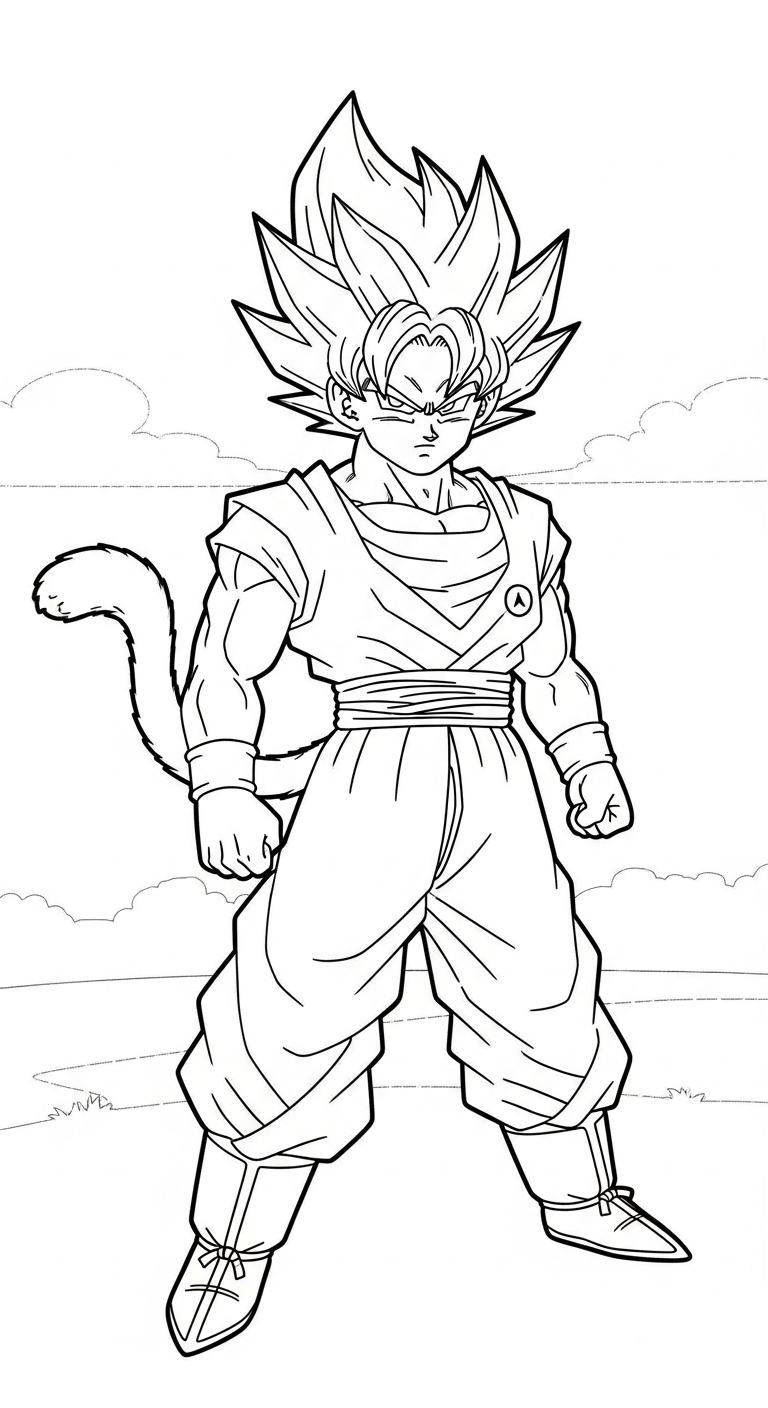 tranh tô màu Songoku cho bé 4 tuổi 1
