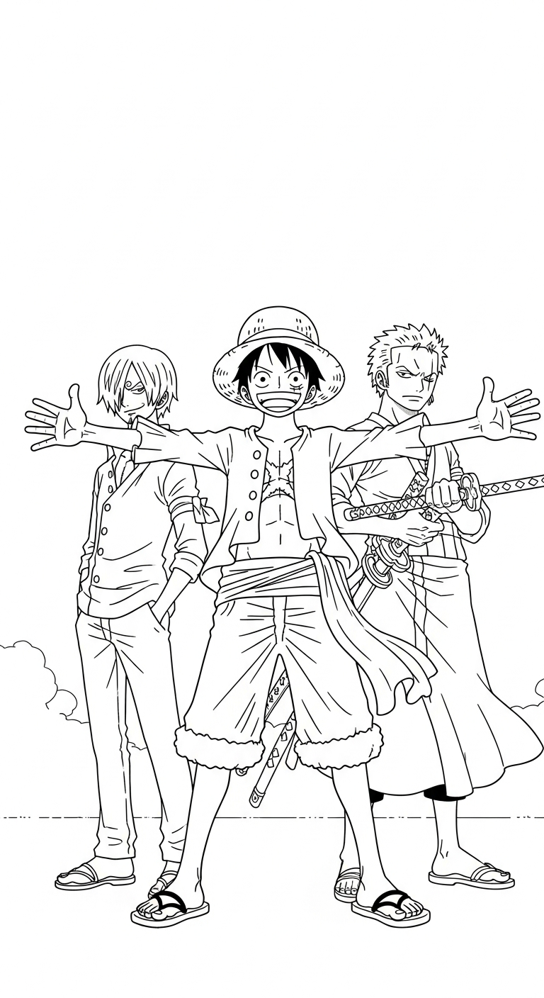 tranh tô màu Luffy cho bé 5 tuổi