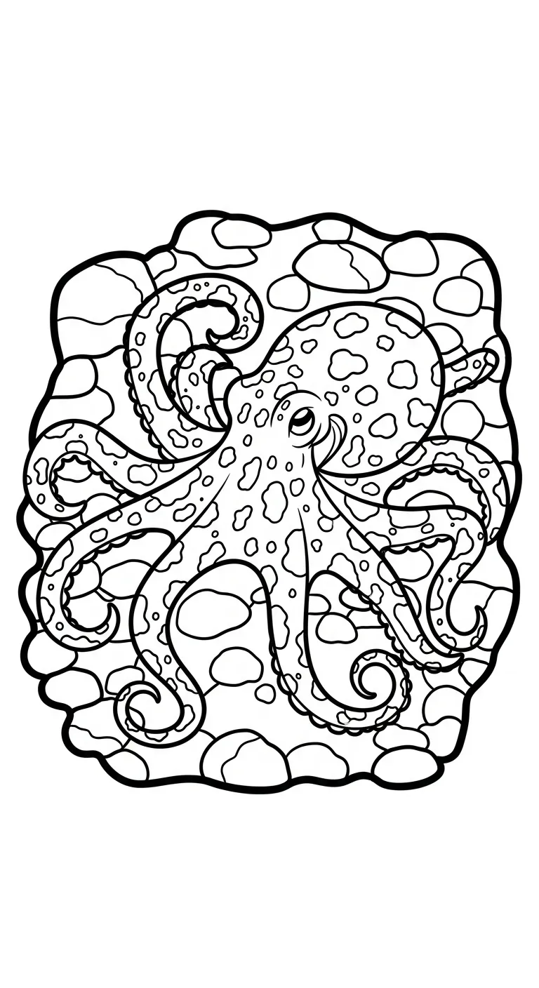 tranh tô màu Bạch Tuộc cho bé đơn giản