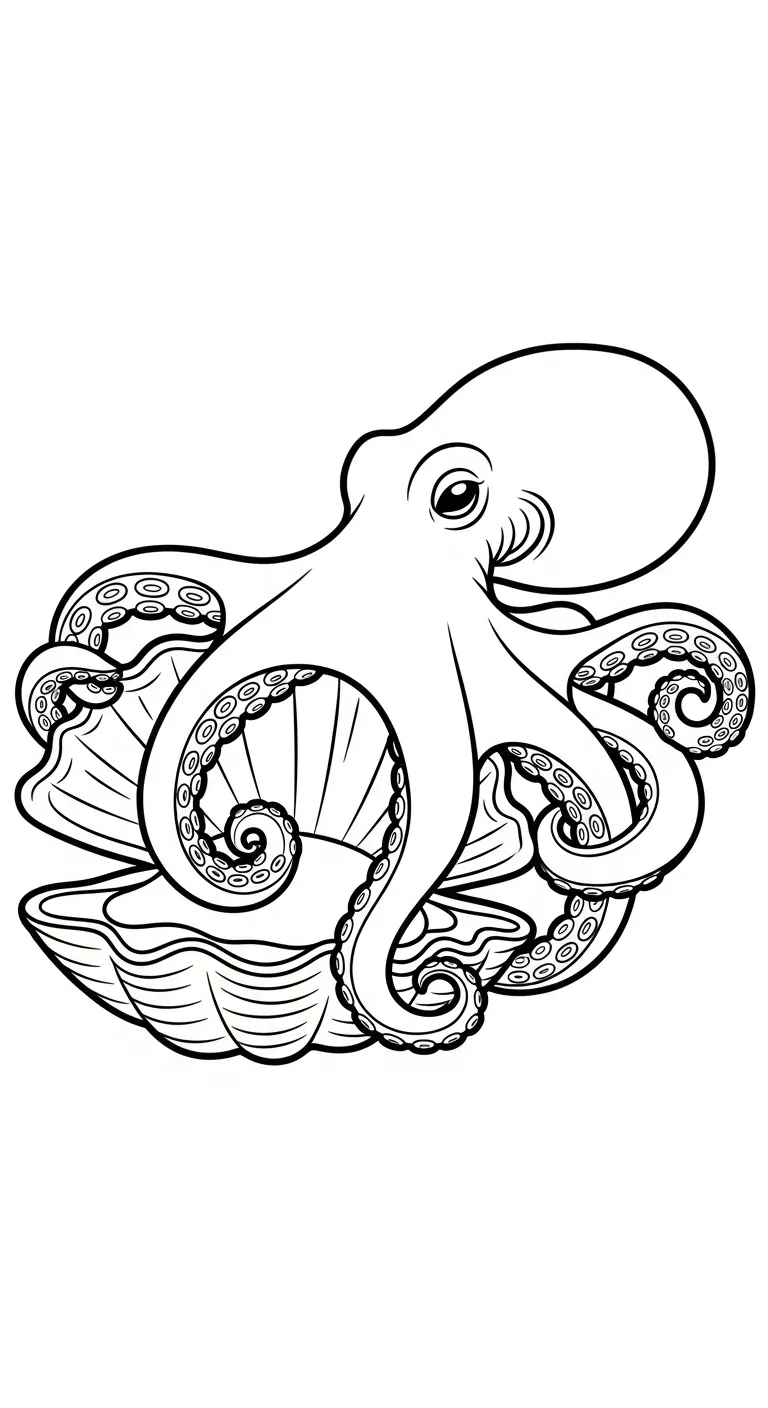 in tranh tô màu Bạch Tuộc cho bé 4 tuổi