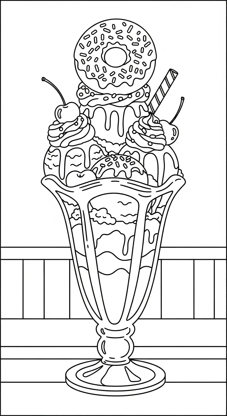 file tranh tô màu Tranh Tô Màu Bánh Donut cho bé 4-5 tuổi 1