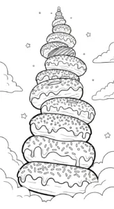 hình tô màu Tranh Tô Màu Bánh Donut cho bé 7 tuổi