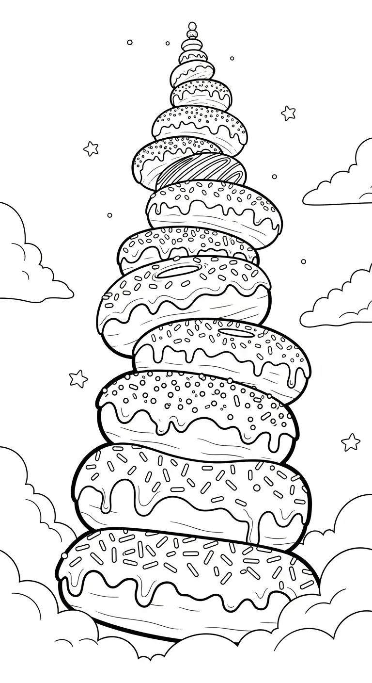 hình tô màu Tranh Tô Màu Bánh Donut cho bé 7 tuổi