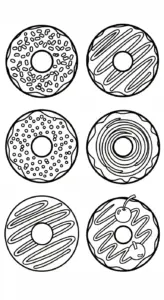 mẫu in tranh tô màu Tranh Tô Màu Bánh Donut cho bé