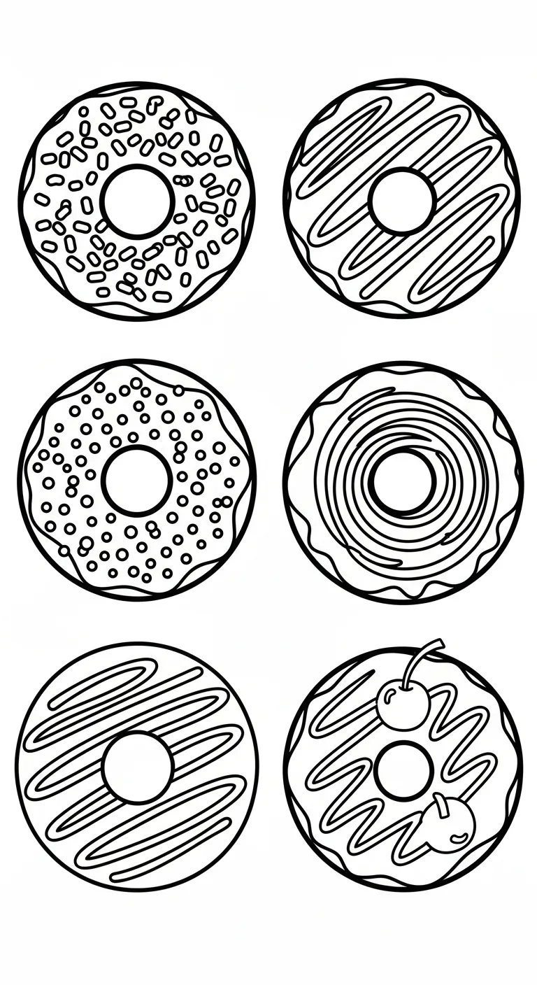 mẫu in tranh tô màu Tranh Tô Màu Bánh Donut cho bé