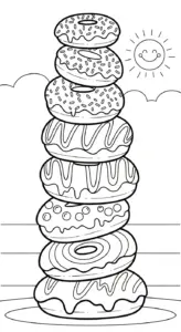 in hình tô màu Tranh Tô Màu Bánh Donut miễn phí