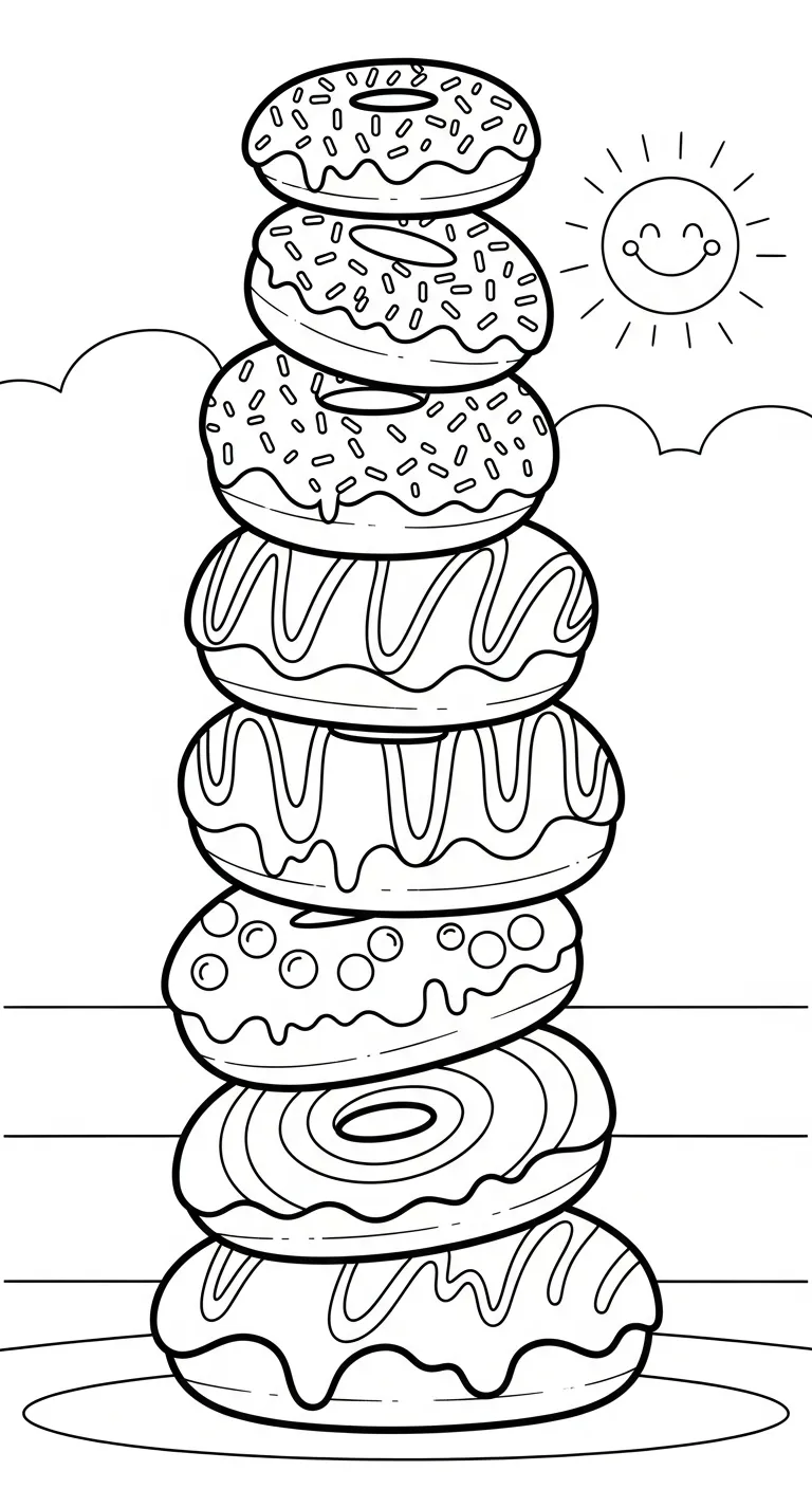 in hình tô màu Tranh Tô Màu Bánh Donut miễn phí