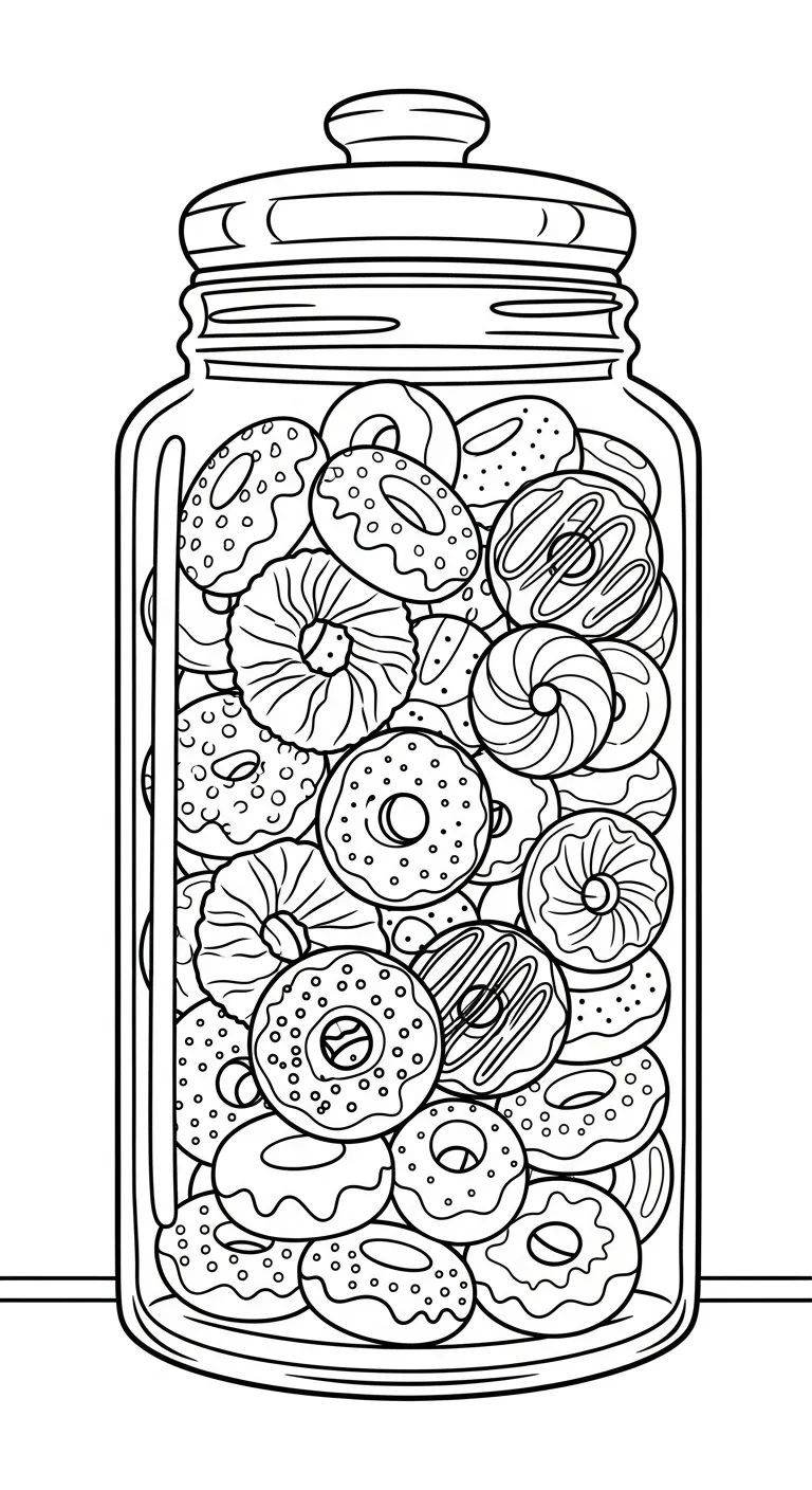 hình tô màu Tranh Tô Màu Bánh Donut cho bé 8 tuổi 1