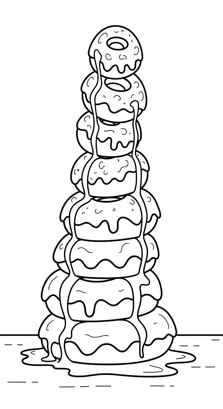 hình tô màu Tranh Tô Màu Bánh Donut cho bé 8 tuổi